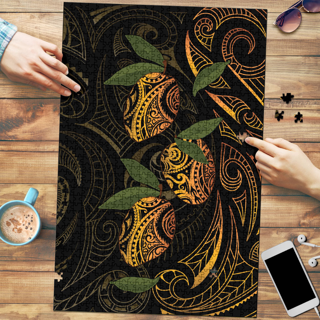 Hawaiian Mango Tribal Tattoo Puzzle Gold Pacific Traditional Pattern