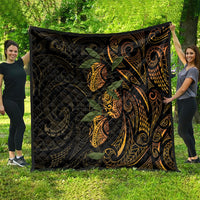 Hawaiian Mango Tribal Tattoo Quilt Gold Pacific Traditional Pattern