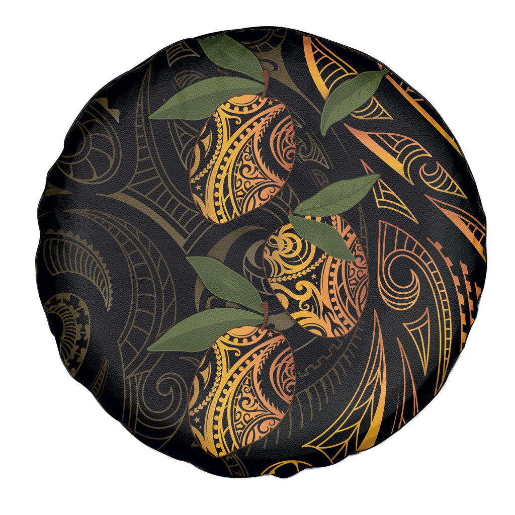 Hawaiian Mango Tribal Tattoo Spare Tire Cover Gold Pacific Traditional Pattern