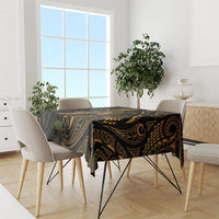 Hawaiian Mango Tribal Tattoo Tablecloth Gold Pacific Traditional Pattern