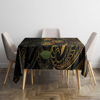 Hawaiian Mango Tribal Tattoo Tablecloth Gold Pacific Traditional Pattern