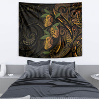Hawaiian Mango Tribal Tattoo Tapestry Gold Pacific Traditional Pattern