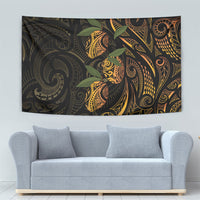 Hawaiian Mango Tribal Tattoo Tapestry Gold Pacific Traditional Pattern