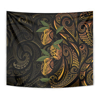 Hawaiian Mango Tribal Tattoo Tapestry Gold Pacific Traditional Pattern