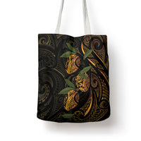 Hawaiian Mango Tribal Tattoo Tote Bag Gold Pacific Traditional Pattern