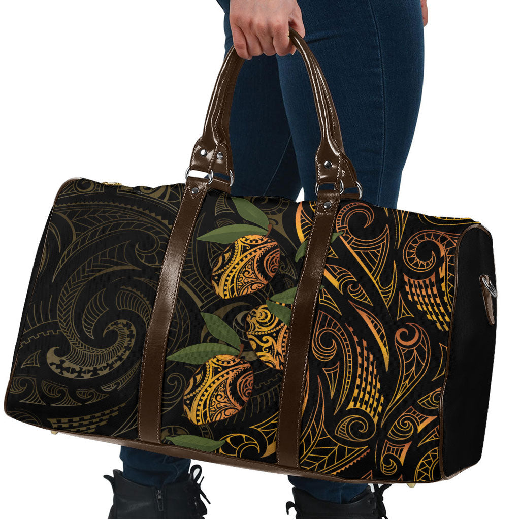 Hawaiian Mango Tribal Tattoo Travel Bag Gold Pacific Traditional Pattern