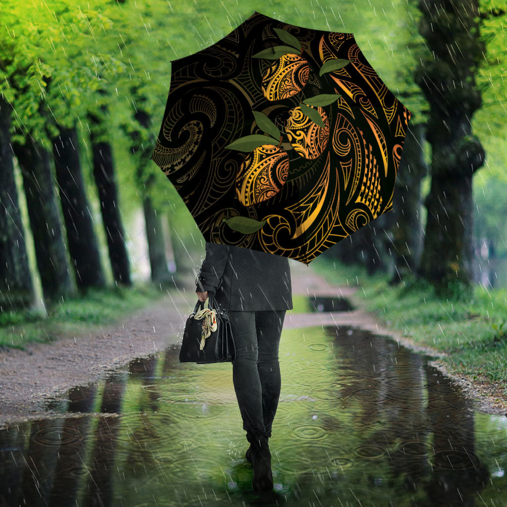Hawaiian Mango Tribal Tattoo Umbrella Gold Pacific Traditional Pattern