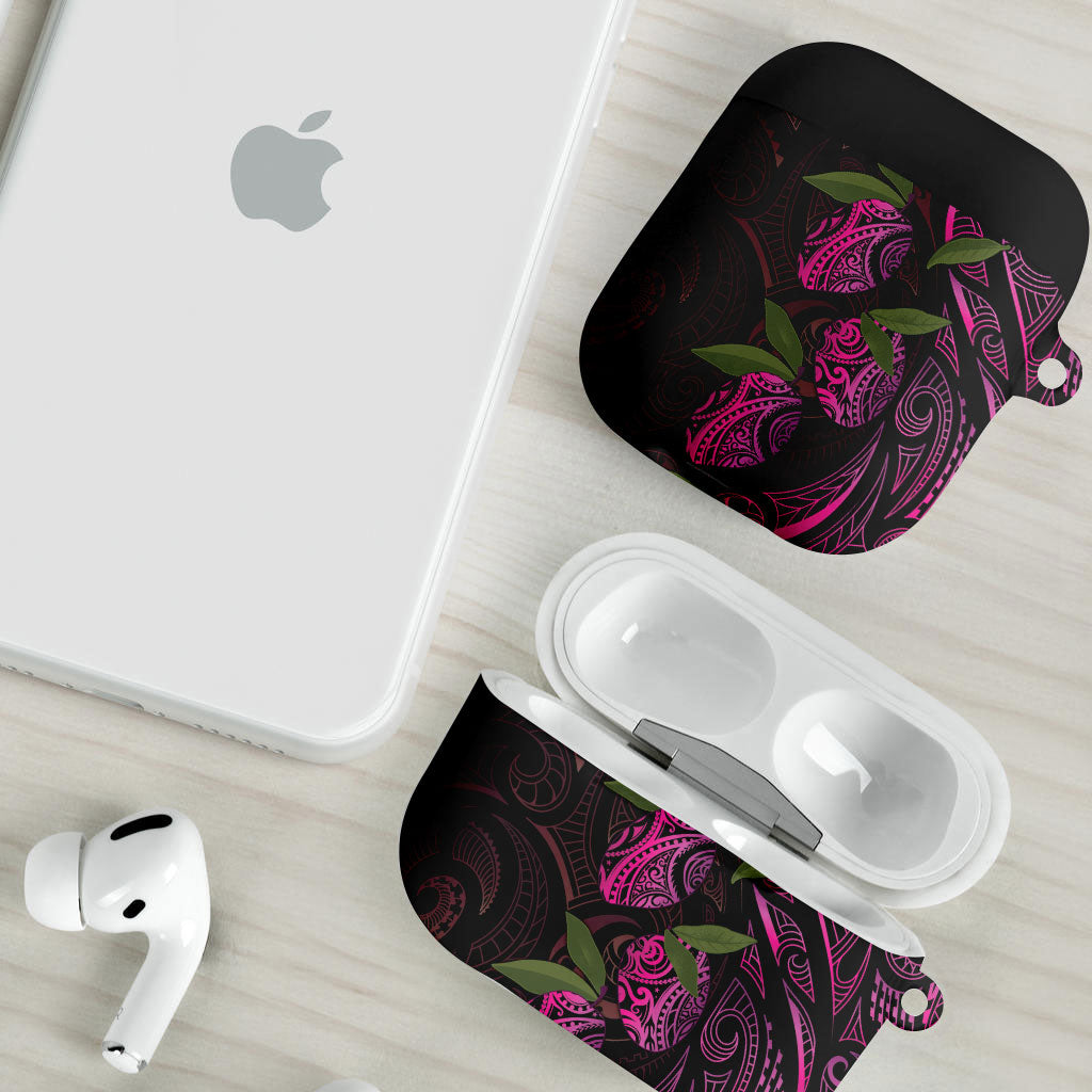 Hawaiian Mango Tribal Tattoo AirPods Case Pink Pacific Traditional Pattern