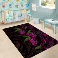 Hawaiian Mango Tribal Tattoo Area Rug Pink Pacific Traditional Pattern
