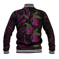 Hawaiian Mango Tribal Tattoo Baseball Jacket Pink Pacific Traditional Pattern