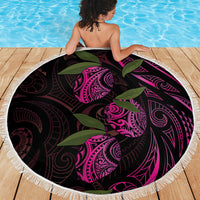 Hawaiian Mango Tribal Tattoo Beach Blanket Pink Pacific Traditional Pattern