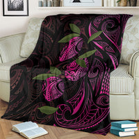 Hawaiian Mango Tribal Tattoo Blanket Pink Pacific Traditional Pattern