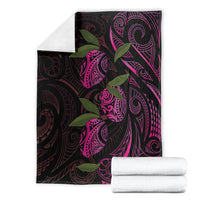 Hawaiian Mango Tribal Tattoo Blanket Pink Pacific Traditional Pattern
