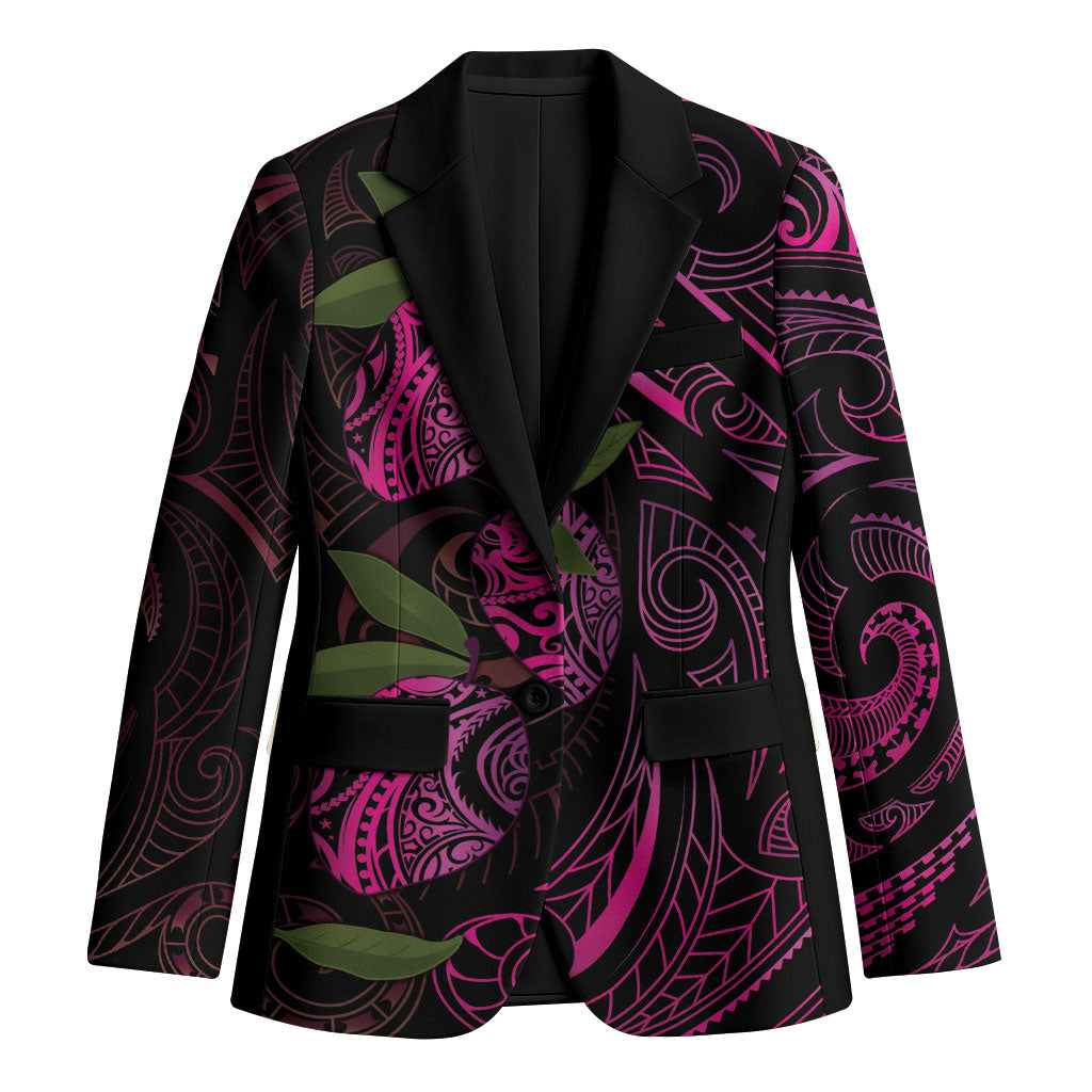 Hawaiian Mango Tribal Tattoo Blazer Pink Pacific Traditional Pattern