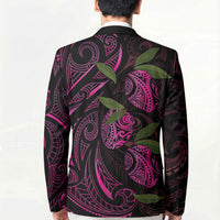Hawaiian Mango Tribal Tattoo Blazer Pink Pacific Traditional Pattern