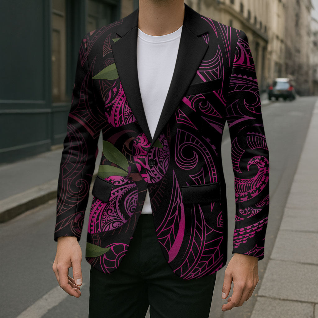 Hawaiian Mango Tribal Tattoo Blazer Pink Pacific Traditional Pattern