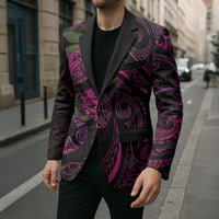 Hawaiian Mango Tribal Tattoo Blazer Pink Pacific Traditional Pattern