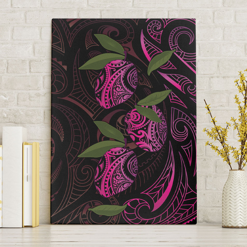 Hawaiian Mango Tribal Tattoo Canvas Wall Art Pink Pacific Traditional Pattern
