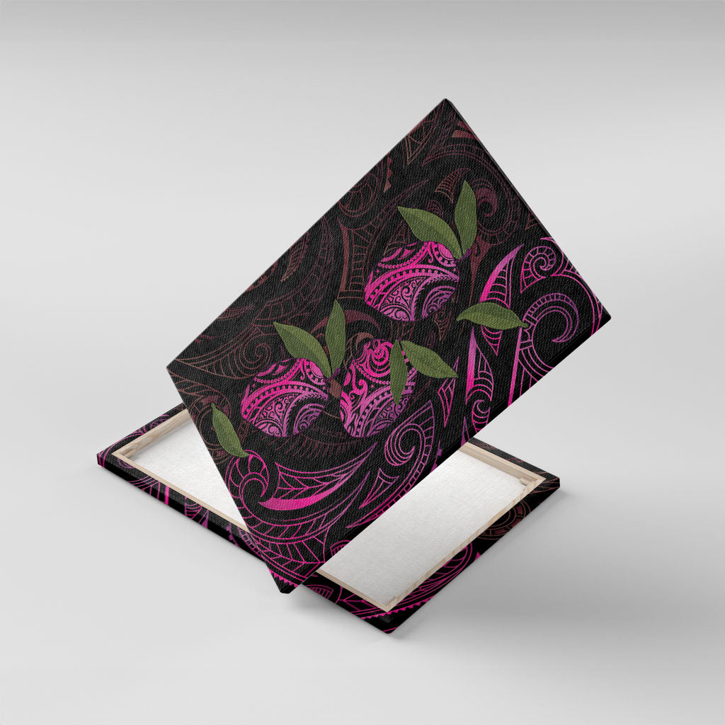 Hawaiian Mango Tribal Tattoo Canvas Wall Art Pink Pacific Traditional Pattern
