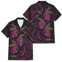 Hawaiian Mango Tribal Tattoo Family Matching Puletasi and Hawaiian Shirt Pink Pacific Traditional Pattern