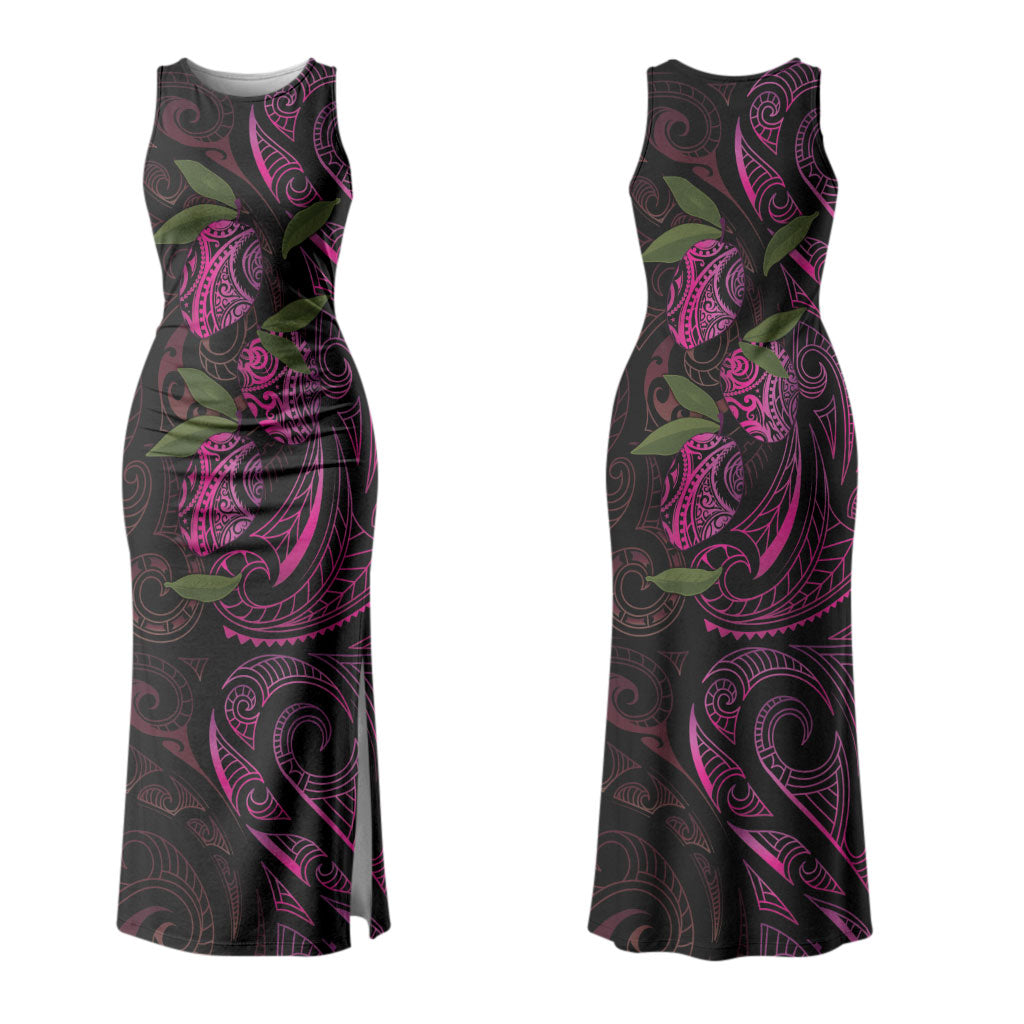 Hawaiian Mango Tribal Tattoo Family Matching Tank Maxi Dress and Hawaiian Shirt Pink Pacific Traditional Pattern