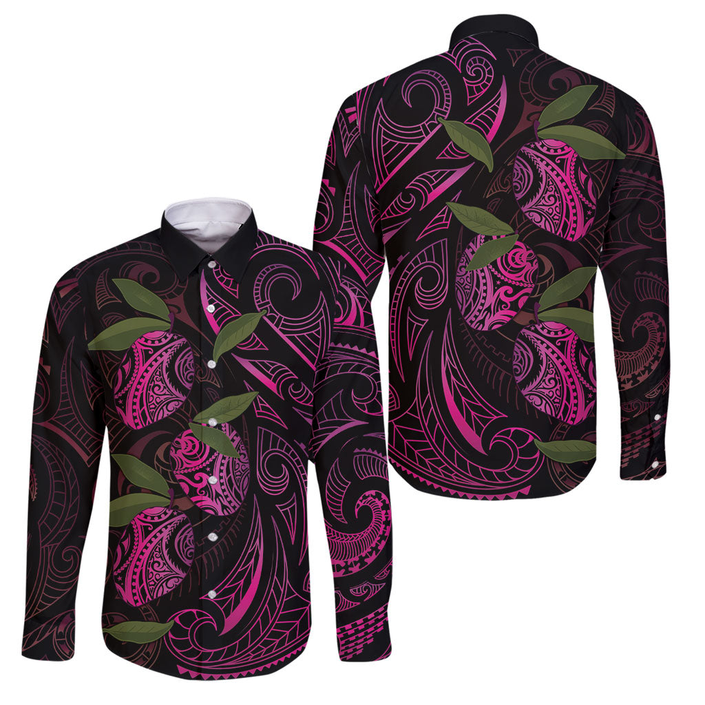 Hawaiian Mango Tribal Tattoo Family Matching Tank Maxi Dress and Hawaiian Shirt Pink Pacific Traditional Pattern