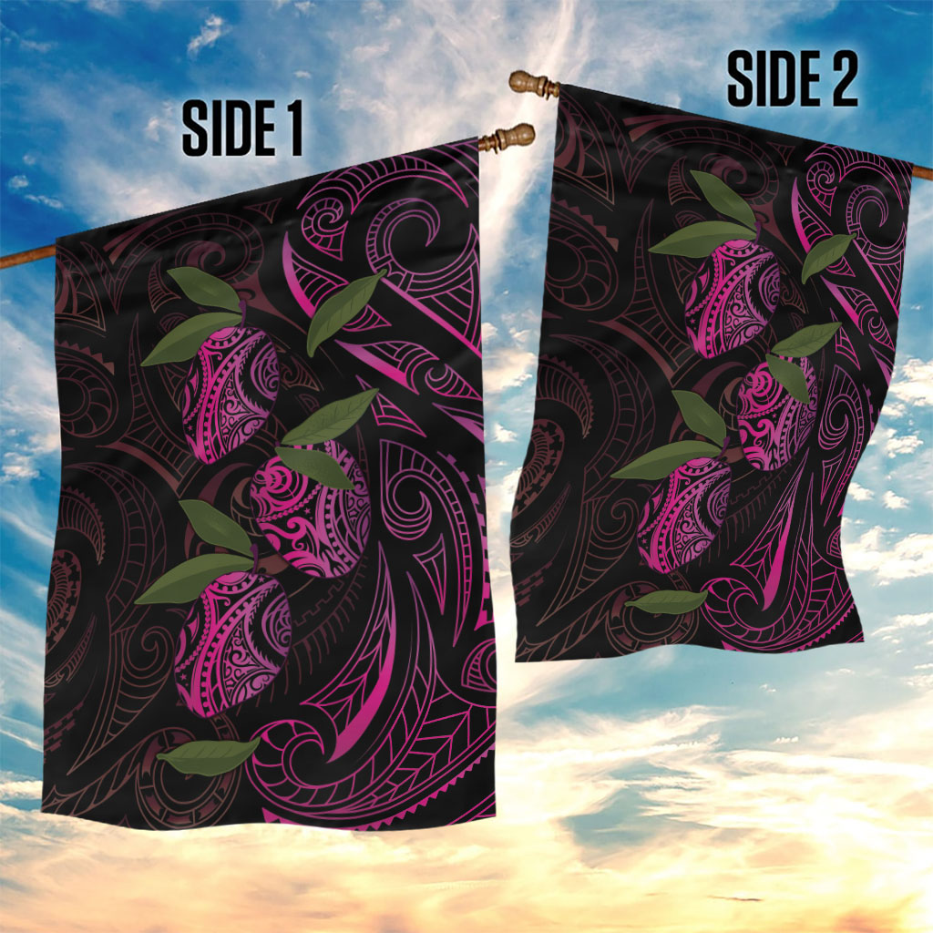 Hawaiian Mango Tribal Tattoo Garden Flag Pink Pacific Traditional Pattern