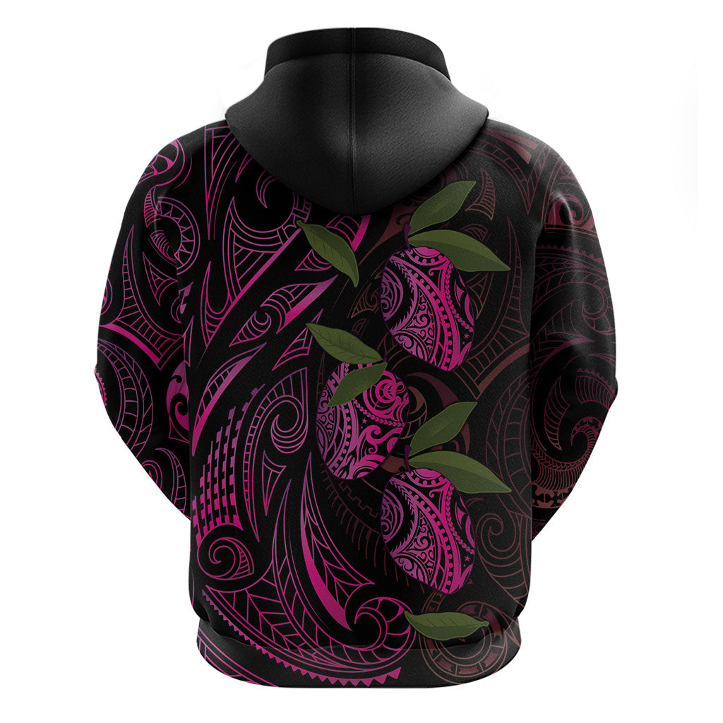 Hawaiian Mango Tribal Tattoo Hoodie Pink Pacific Traditional Pattern