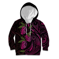 Hawaiian Mango Tribal Tattoo Kid Hoodie Pink Pacific Traditional Pattern
