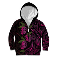 Hawaiian Mango Tribal Tattoo Kid Hoodie Pink Pacific Traditional Pattern