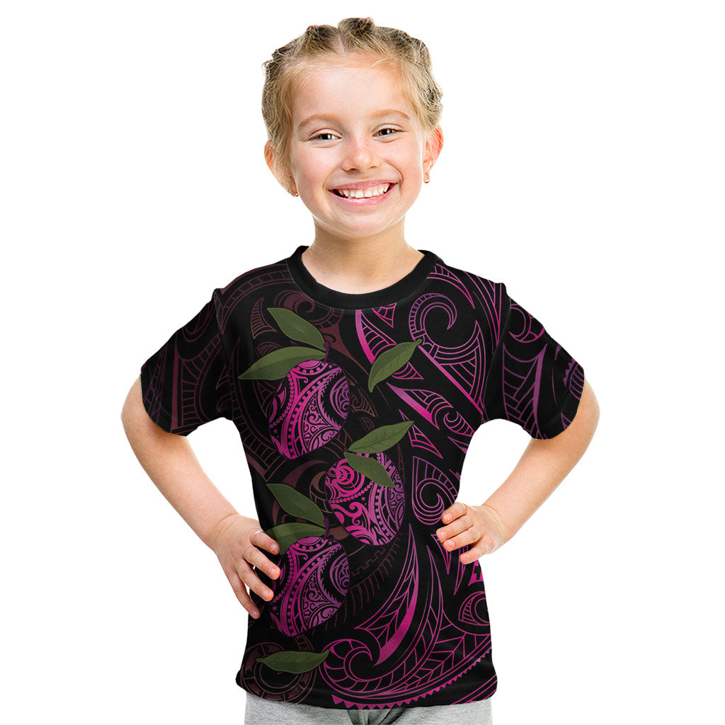 Hawaiian Mango Tribal Tattoo Kid T Shirt Pink Pacific Traditional Pattern