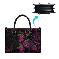 Hawaiian Mango Tribal Tattoo Leather Bag Pink Pacific Traditional Pattern