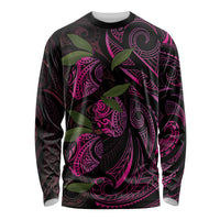 Hawaiian Mango Tribal Tattoo Long Sleeve Shirt Pink Pacific Traditional Pattern