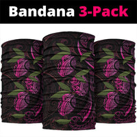 Hawaiian Mango Tribal Tattoo Neck Gaiter Pink Pacific Traditional Pattern