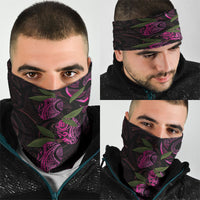 Hawaiian Mango Tribal Tattoo Neck Gaiter Pink Pacific Traditional Pattern