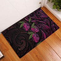 Hawaiian Mango Tribal Tattoo Rubber Doormat Pink Pacific Traditional Pattern