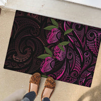 Hawaiian Mango Tribal Tattoo Rubber Doormat Pink Pacific Traditional Pattern