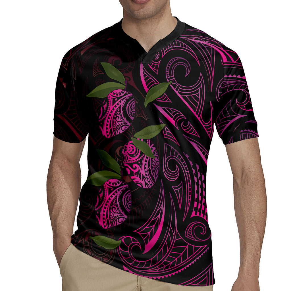 Hawaiian Mango Tribal Tattoo Rugby Jersey Pink Pacific Traditional Pattern