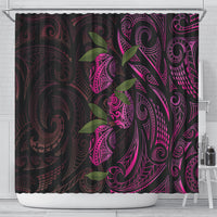 Hawaiian Mango Tribal Tattoo Shower Curtain Pink Pacific Traditional Pattern
