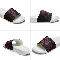 Hawaiian Mango Tribal Tattoo Slide Sandals Pink Pacific Traditional Pattern