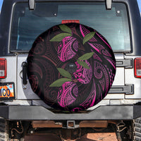 Hawaiian Mango Tribal Tattoo Spare Tire Cover Pink Pacific Traditional Pattern