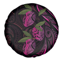 Hawaiian Mango Tribal Tattoo Spare Tire Cover Pink Pacific Traditional Pattern