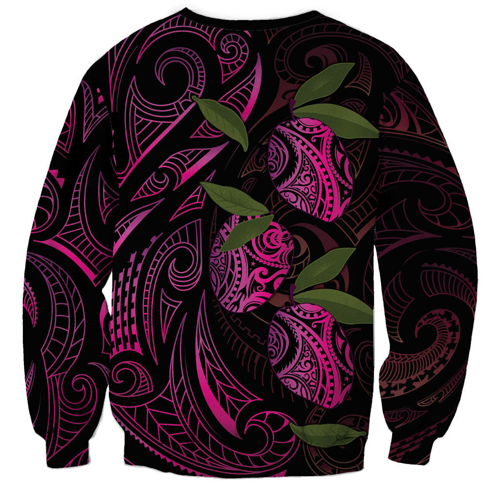 Hawaiian Mango Tribal Tattoo Sweatshirt Pink Pacific Traditional Pattern
