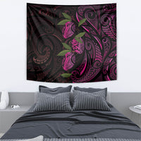 Hawaiian Mango Tribal Tattoo Tapestry Pink Pacific Traditional Pattern