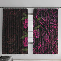 Hawaiian Mango Tribal Tattoo Window Curtain Pink Pacific Traditional Pattern