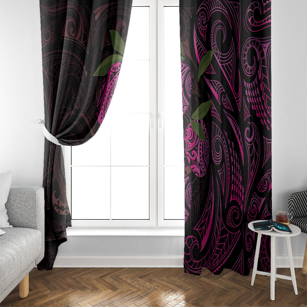 Hawaiian Mango Tribal Tattoo Window Curtain Pink Pacific Traditional Pattern