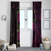 Hawaiian Mango Tribal Tattoo Window Curtain Pink Pacific Traditional Pattern