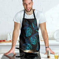 Hawaiian Mango Tribal Tattoo Apron Teal Pacific Traditional Pattern