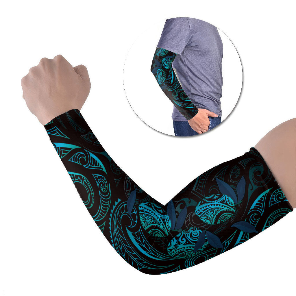 Hawaiian Mango Tribal Tattoo Arm Sleeves Teal Pacific Traditional Pattern LT9 Set of 2 Teal - Polynesian Pride