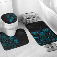 Hawaiian Mango Tribal Tattoo Bathroom Set Teal Pacific Traditional Pattern